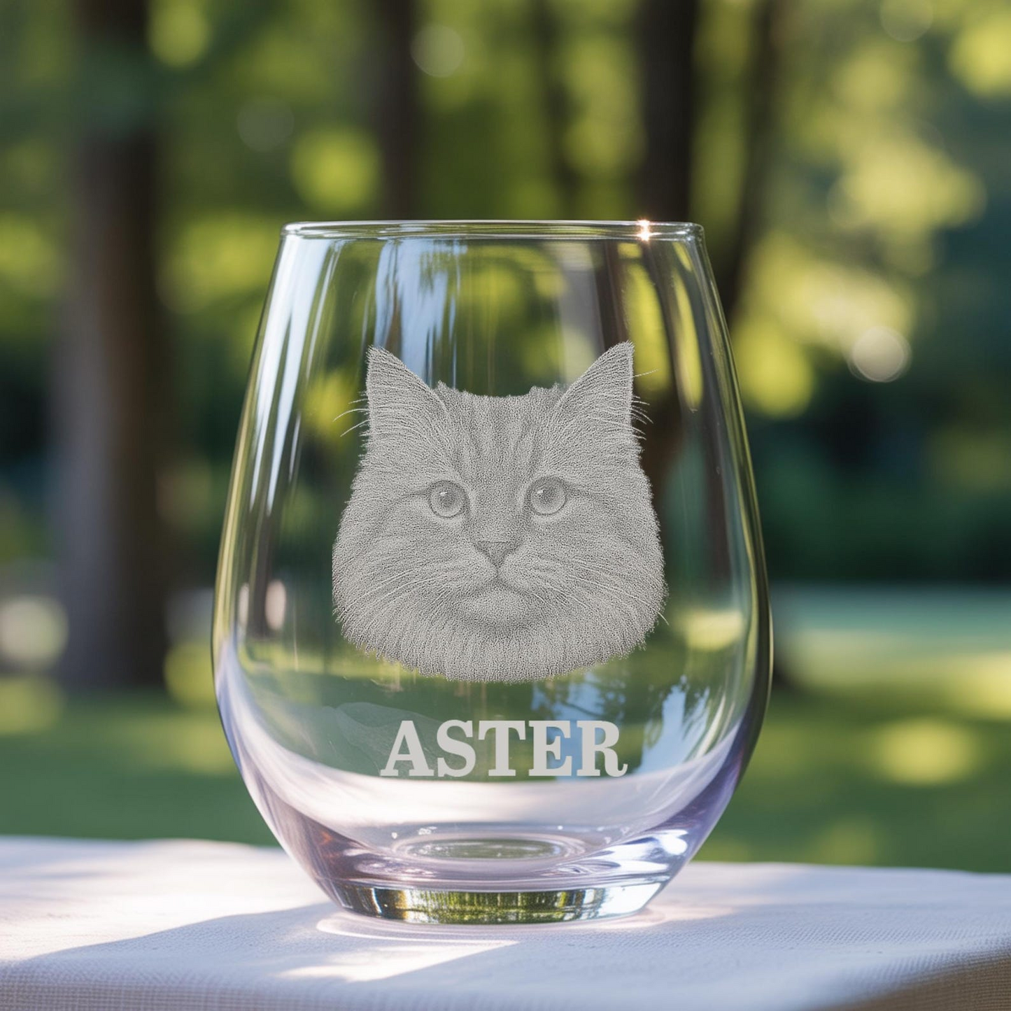 Custom Photo Cat Stemless Wine Glass | Personalized Pet Photo Stemless Wine Glass | Gift For Pet Lover
