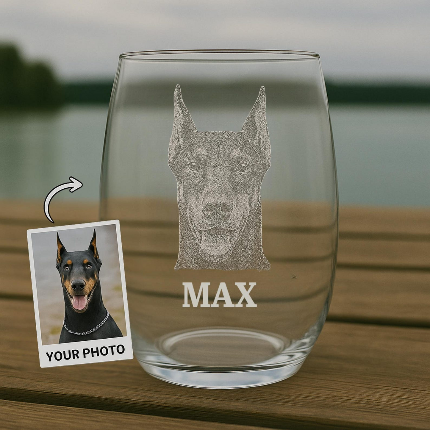 Custom Photo Dog Stemless Wine Glass | Personalized Pet Photo Stemless Wine Glass | Gift For Pet Lover TNNGL36
