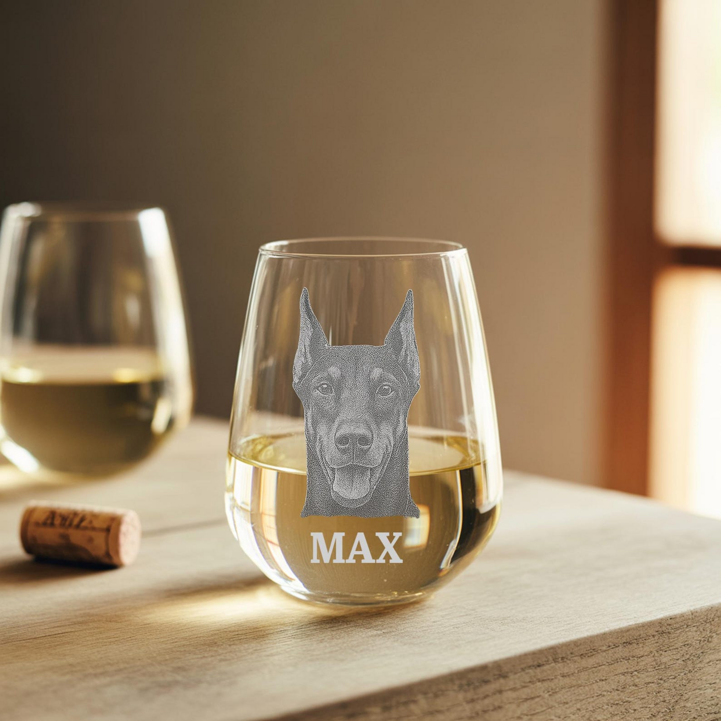 Custom Photo Dog Stemless Wine Glass | Personalized Pet Photo Stemless Wine Glass | Gift For Pet Lover TNNGL36