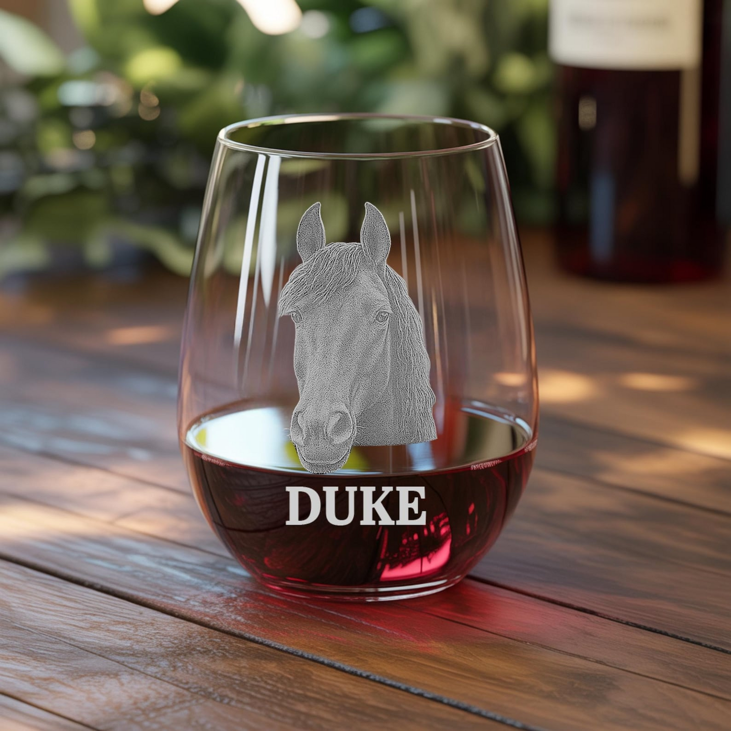 Custom Photo Horse Stemless Wine Glass | Personalized Horse Photo | Gift For Horse Lover
