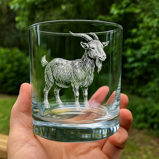 Goat Whiskey Glass | Etched Goat Silhouette Whiskey Glass | Gift For Animal Lovers | Farmhouse Cottage Bar Decor