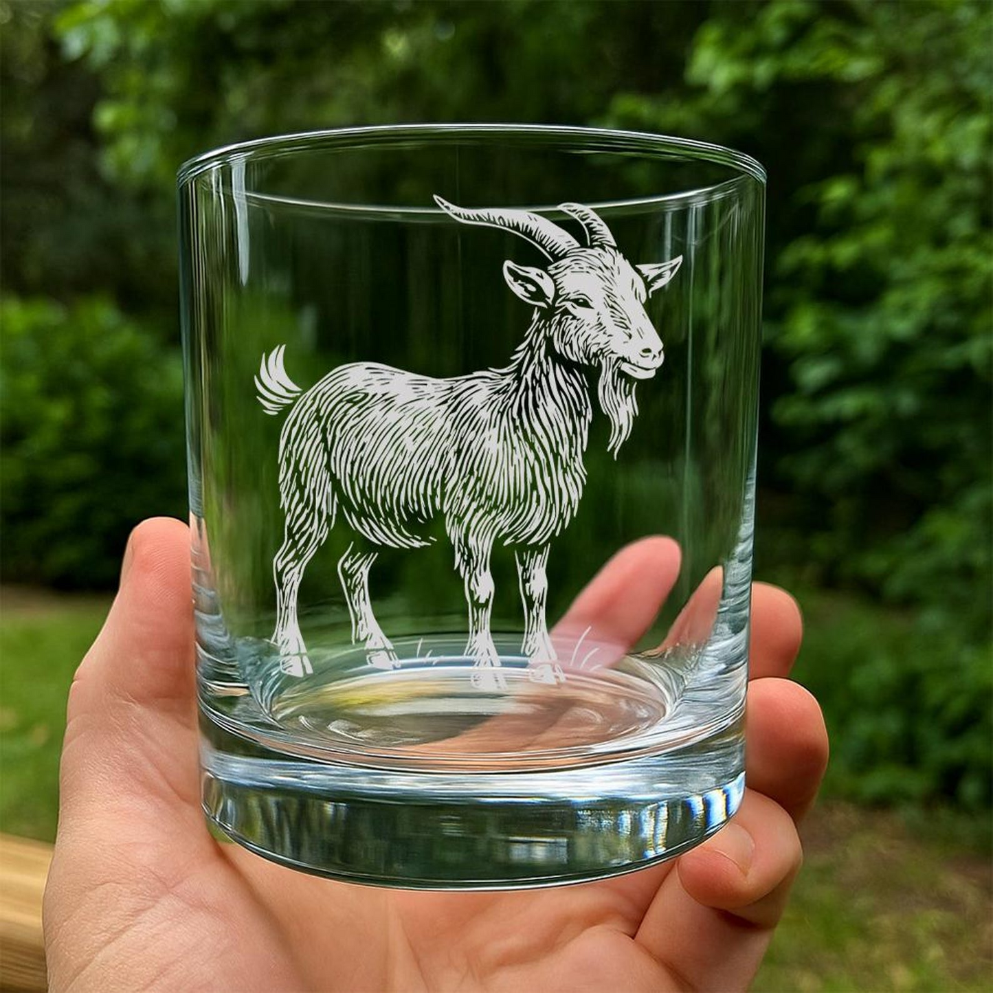 Goat Whiskey Glass | Etched Goat Silhouette Whiskey Glass | Gift for Animal Lovers