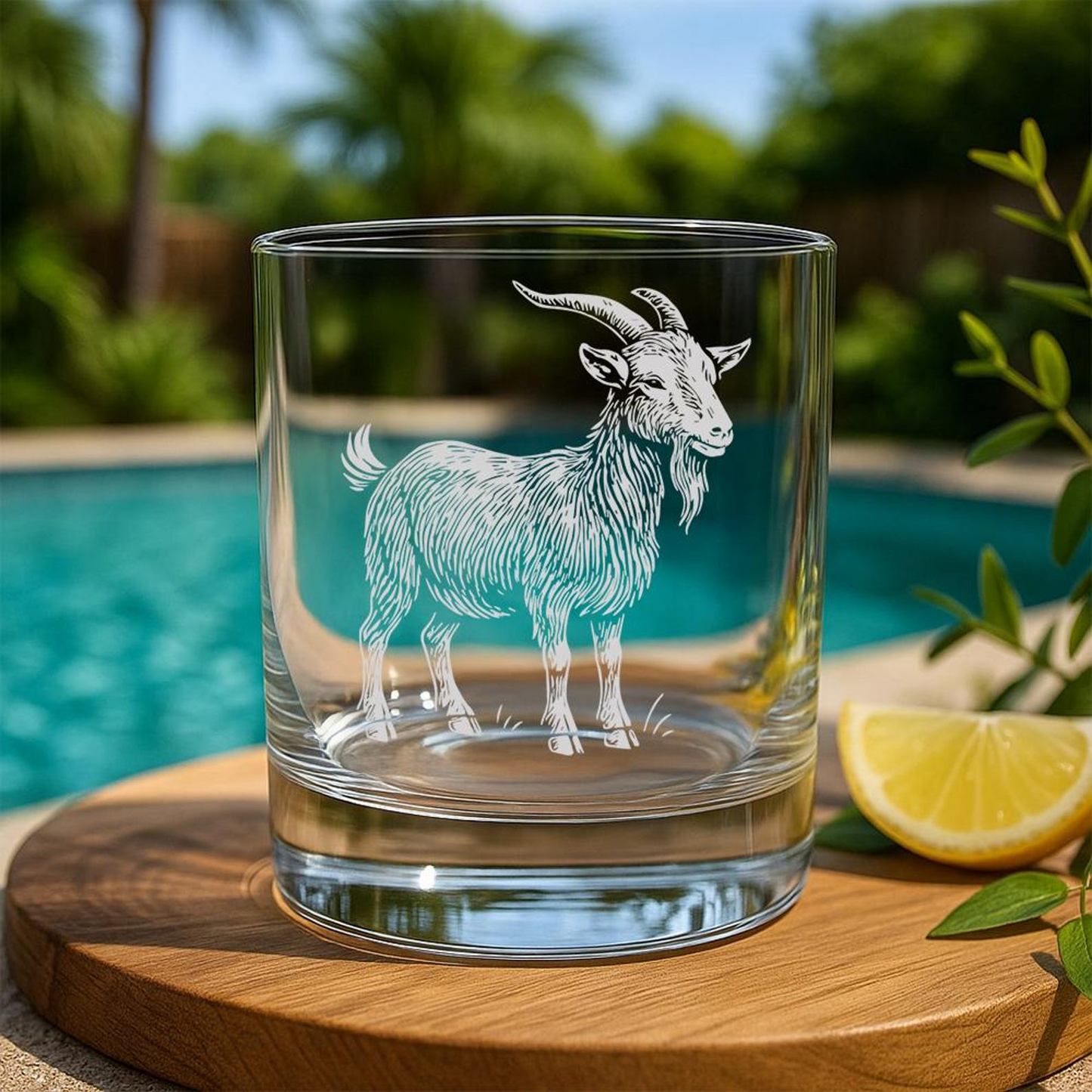 Goat Whiskey Glass | Etched Goat Silhouette Whiskey Glass | Gift for Animal Lovers