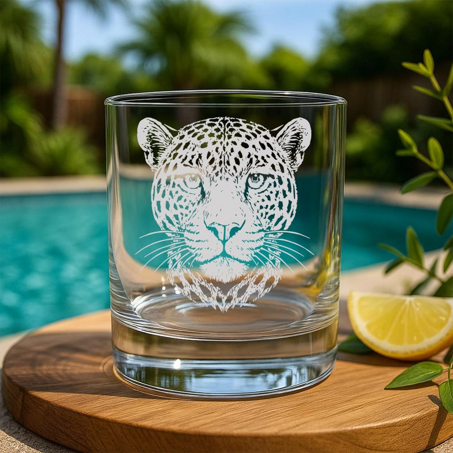 Jaguar Portrait Whiskey Glass | Etched Jaguar Silhouette Whiskey Glass | Gift For Animal Lovers | Jungle Wildlife Gift