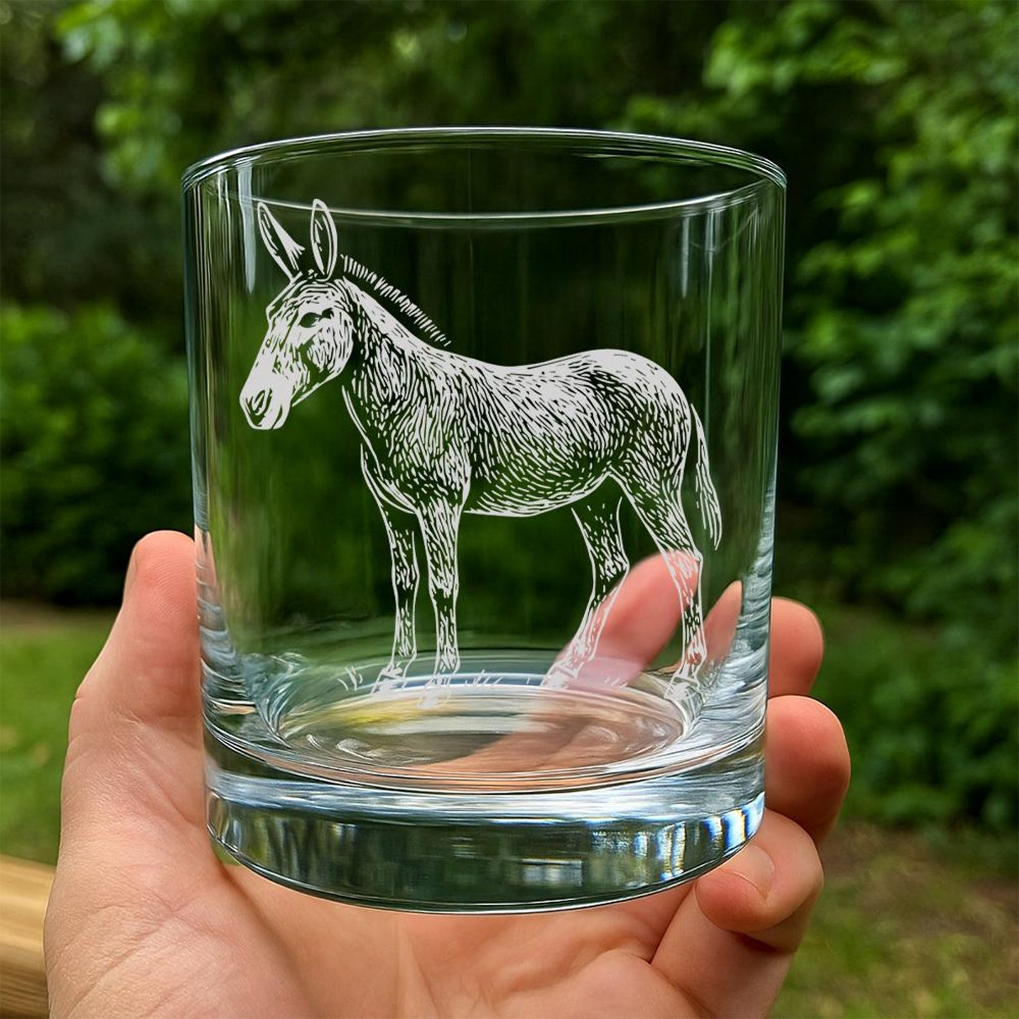Mule Whiskey Glass | Etched Mule Silhouette Whiskey Glass | Gift for Animal Lovers