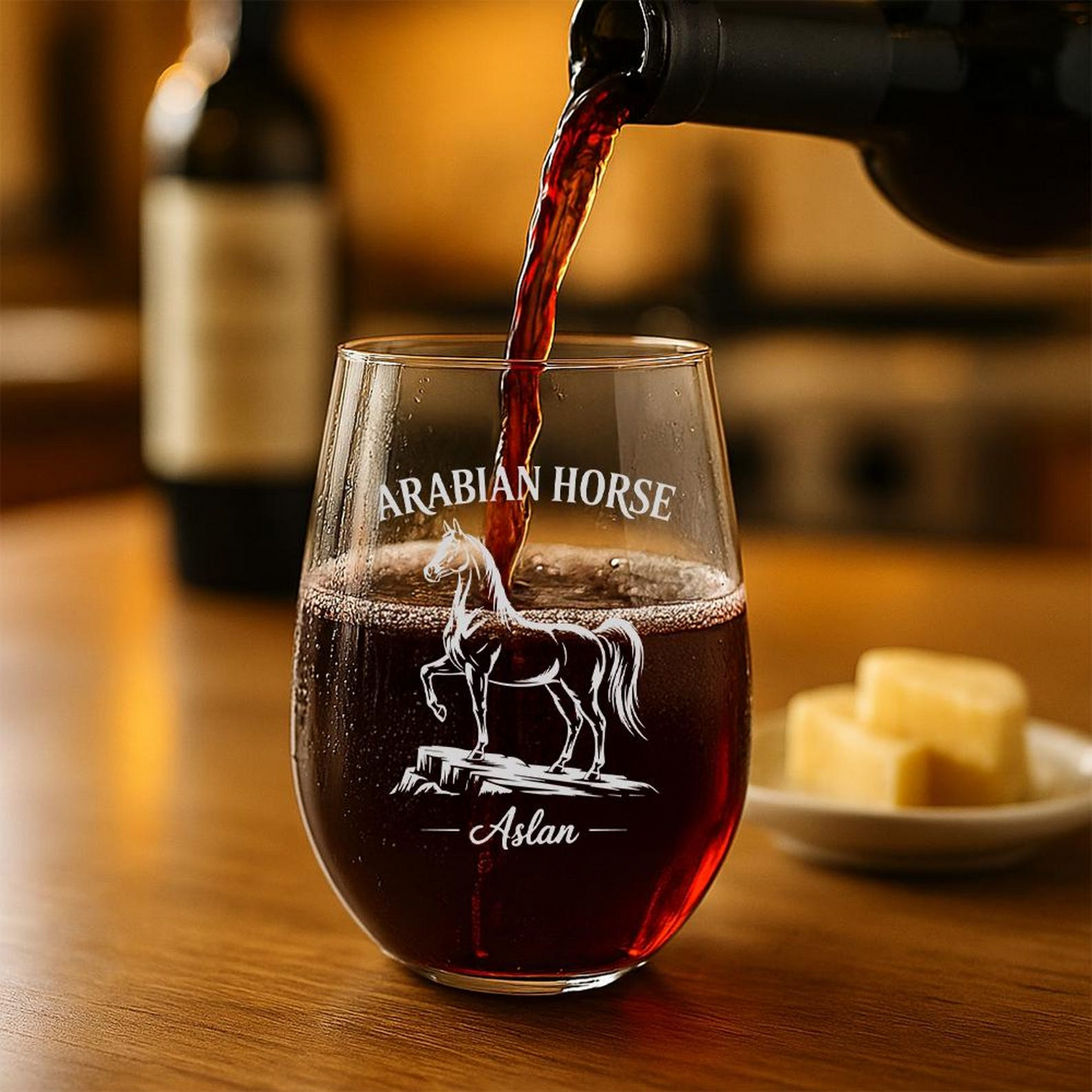 Custom Name Arabian Horse Beer Can Glass | Etched Arabian Horse Silhouette Beer Can Glass | Gift for Horse Lovers