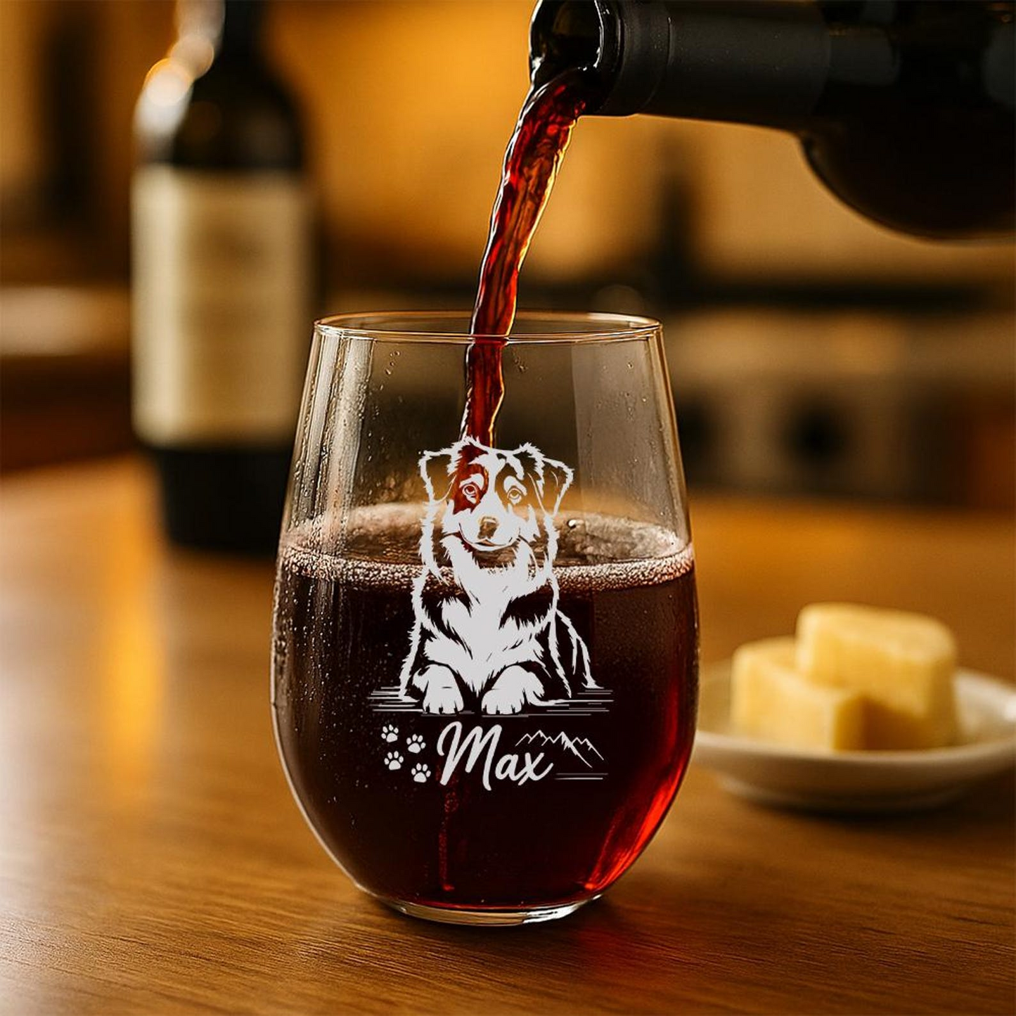 Personalized Dog Stemless Wine Glass | Custom Dog Name & Photo Wine Glass | Gift For Dog Lovers