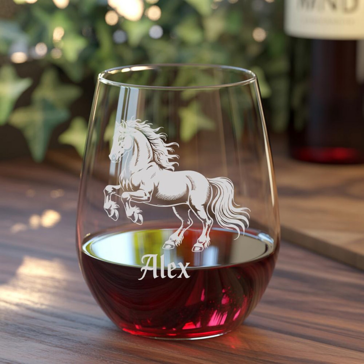 Custom Name Friesian Horse Beer Can Glass | Etched Friesian Horse Silhouette Beer Can Glass | Gift for Horse Lovers