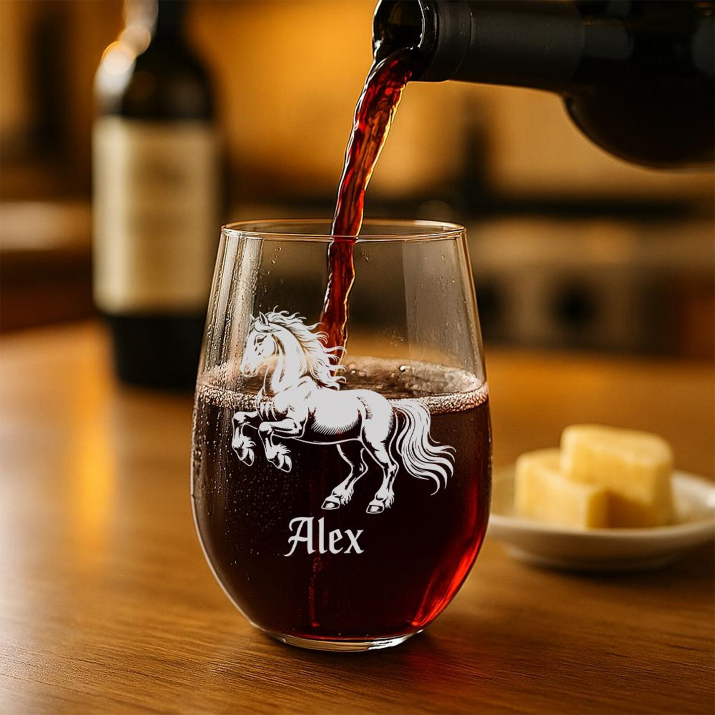 Custom Name Friesian Horse Beer Can Glass | Etched Friesian Horse Silhouette Beer Can Glass | Gift for Horse Lovers