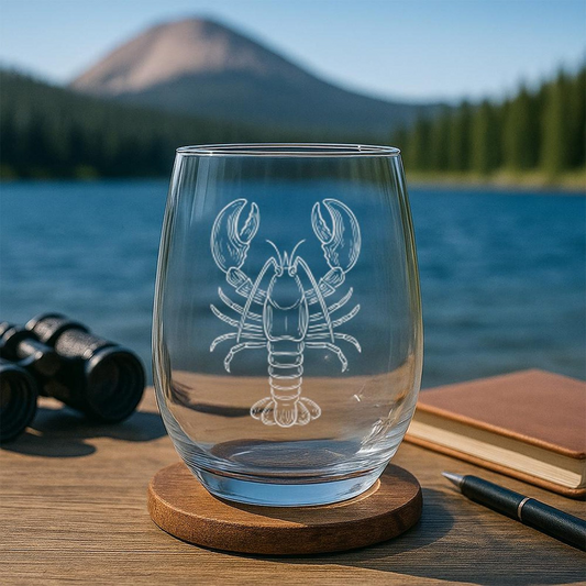 Lobster Beer Can Glass | Etched Lobster Silhouette Beer Can Glass | Gift for Ocean Lovers