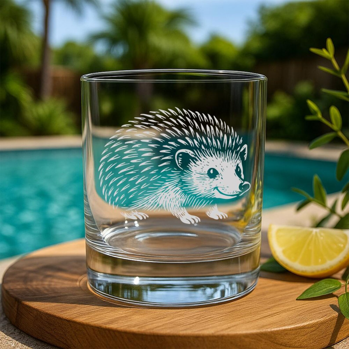 Hedgehog Whiskey Glass | Etched Hedgehog Silhouette Whiskey Glass | Gift for Animal Lovers