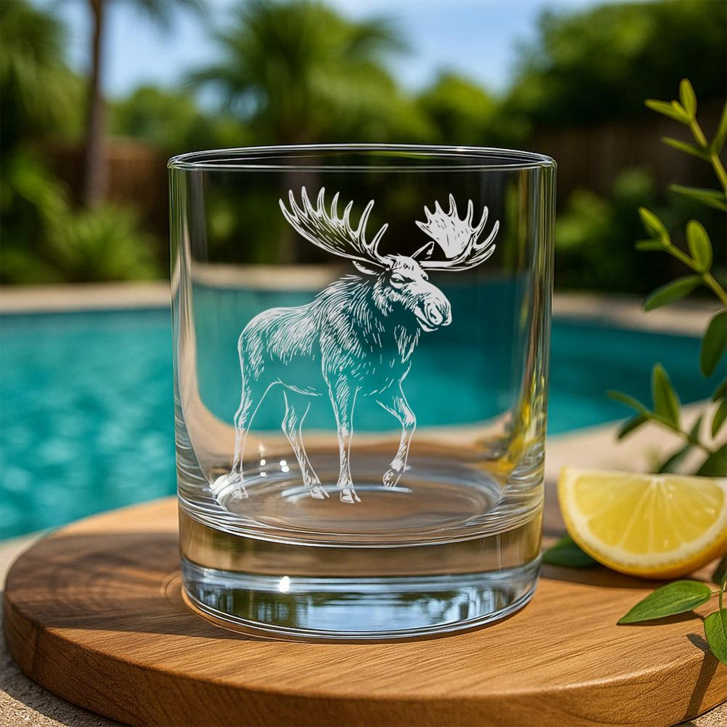 Moose Whiskey Glass | Etched Moose Silhouette Whiskey Glass | Gift For Animal Lovers