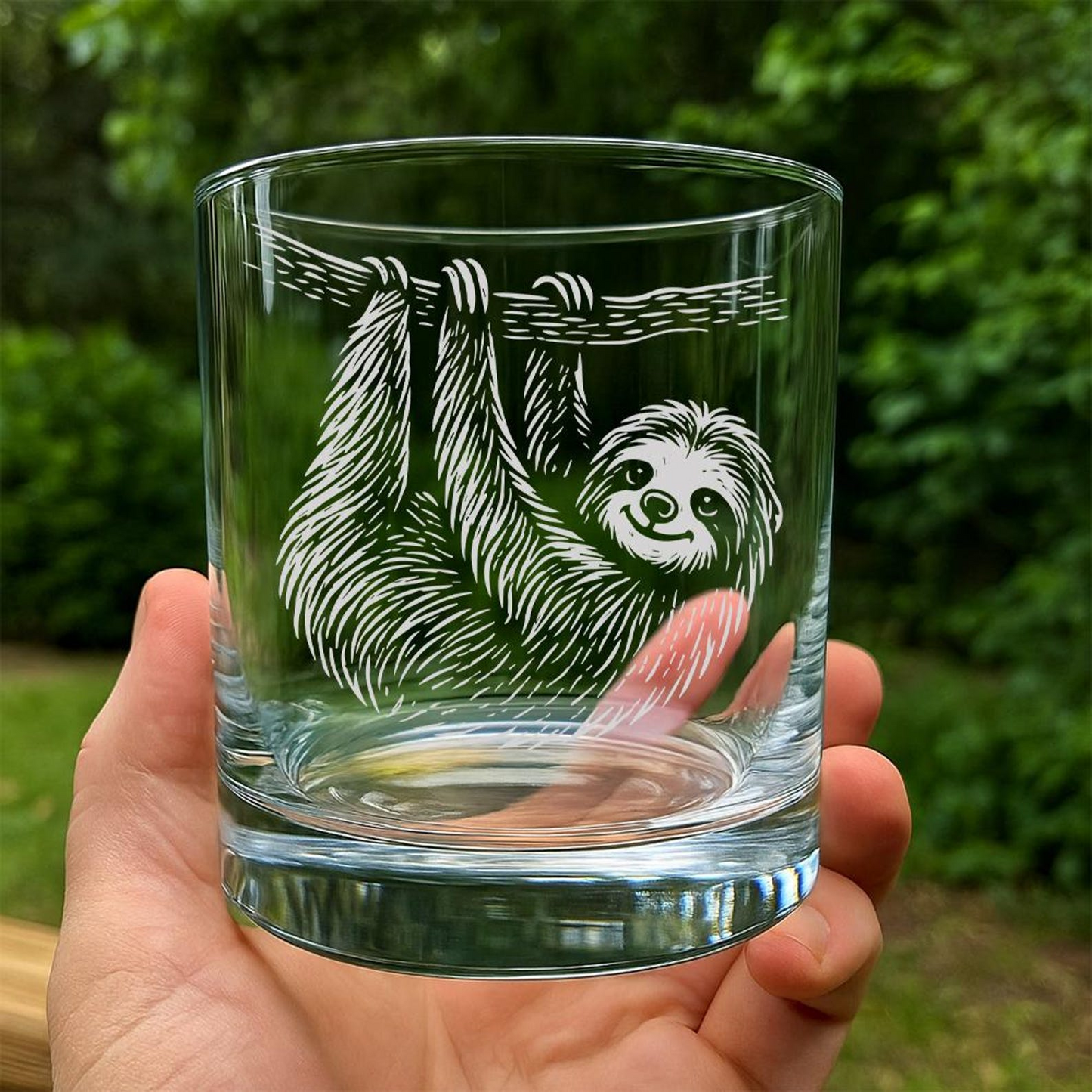 Sloth Whiskey Glass | Etched Sloth Silhouette Whiskey Glass | Gift For Animal Lovers