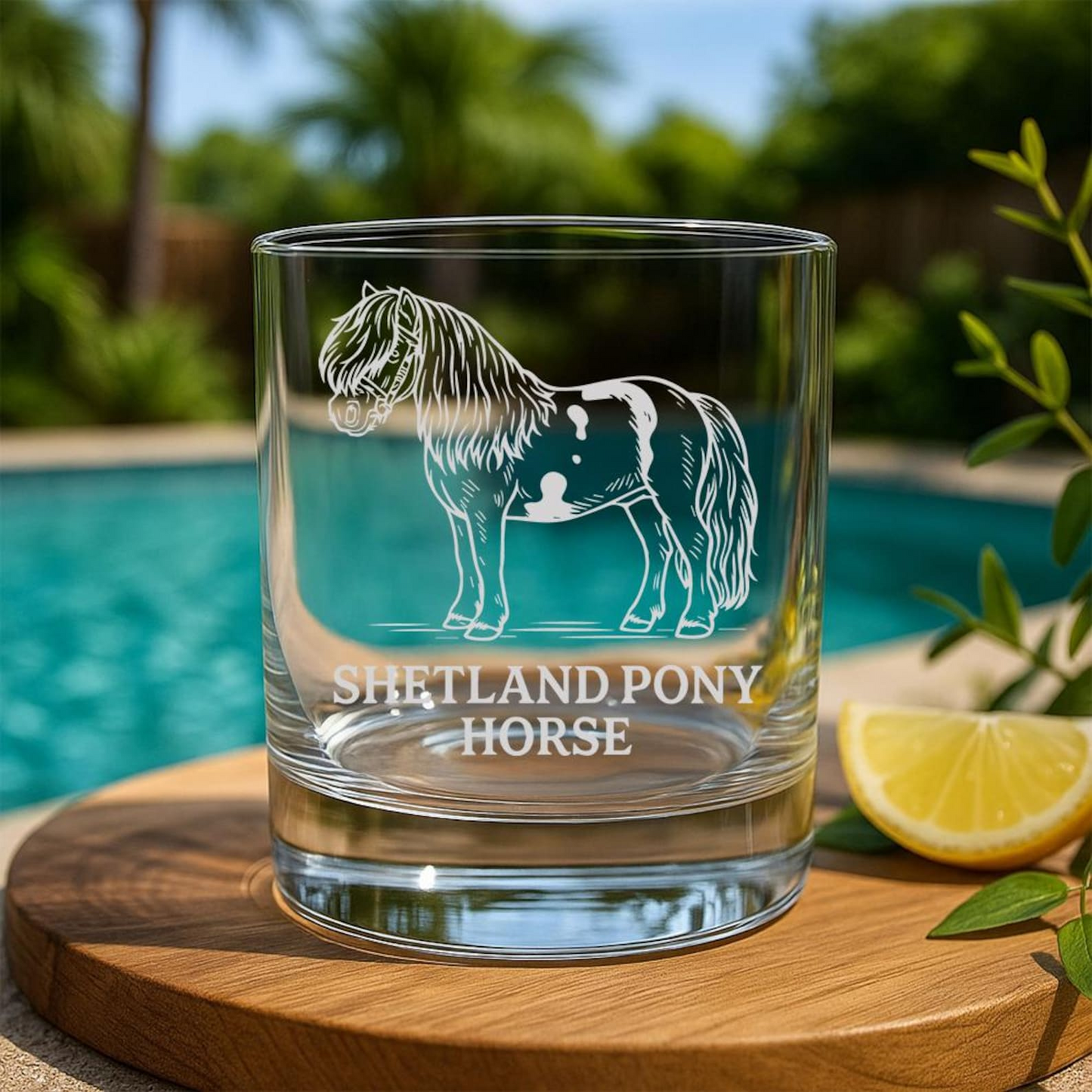 Shetland Pony Horse Whiskey Glass | Etched Shetland Pony Silhouette Whiskey Glass | Gift For Horse Lovers