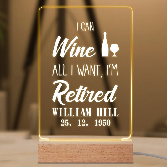 Custom Name And Date I'm Retired Led Light | Personalized Retirement Night Light | Retirement Gifts