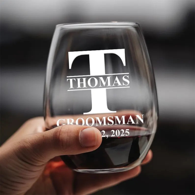 Personalized Groomsmen Timeless Wine Glass | Groomsmen Gift Idea | Personalized Groomsman