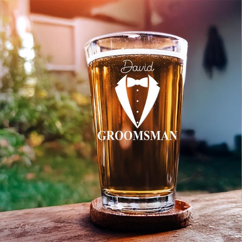 Personalised Groomsman Pint Glass | Gift for Best Man | Groomsman Gift | Best Man Beer Glass
