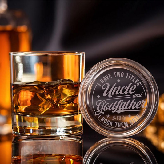 I Have Two Titles Uncles And Godfather And I Rock Them Both Whiskey Glass | Funny Engraved Whiskey Glass