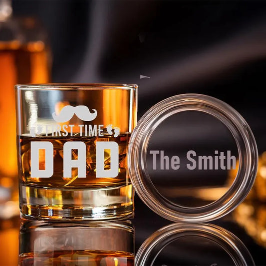 Personalized First Time Dad Glass | Gifts For New Dad | Father's Day Gift for Dad | Whiskey Glass