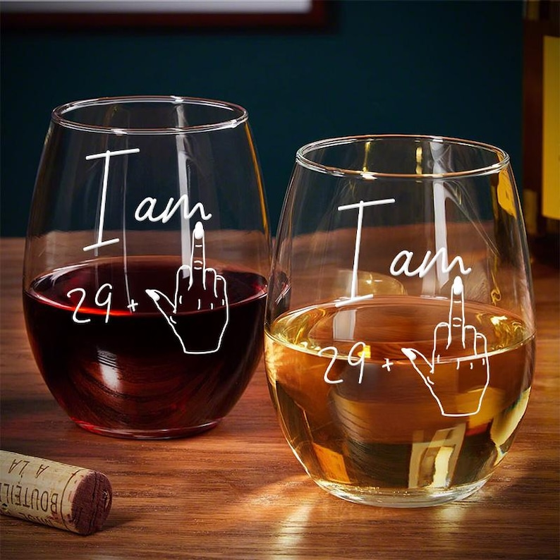 Custom Age Wine Glass | Engraved Wine Glass | Birthday Gift For Friend