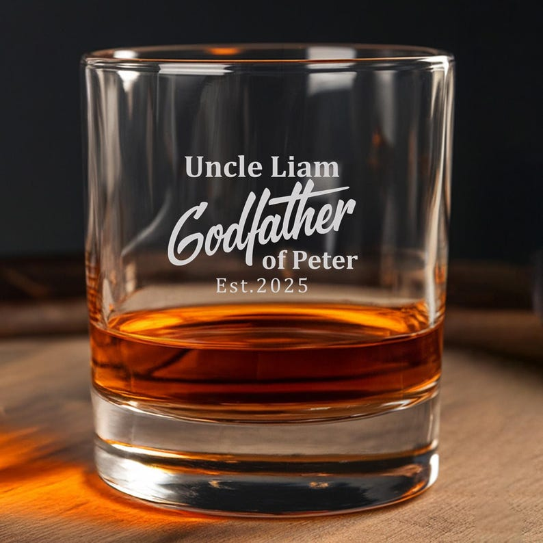 Godfather Personalized Name And Year Decanter Set And Whiskey Glasses | Engraved Whiskey Decanter Set