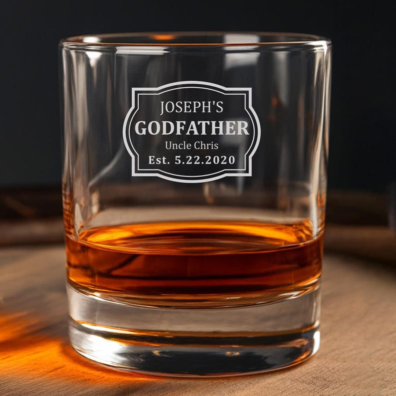 Godfather Custom Name And Year Decanter Set And Whiskey Glasses | Engraved Whiskey Decanter Set | Gift For Dad