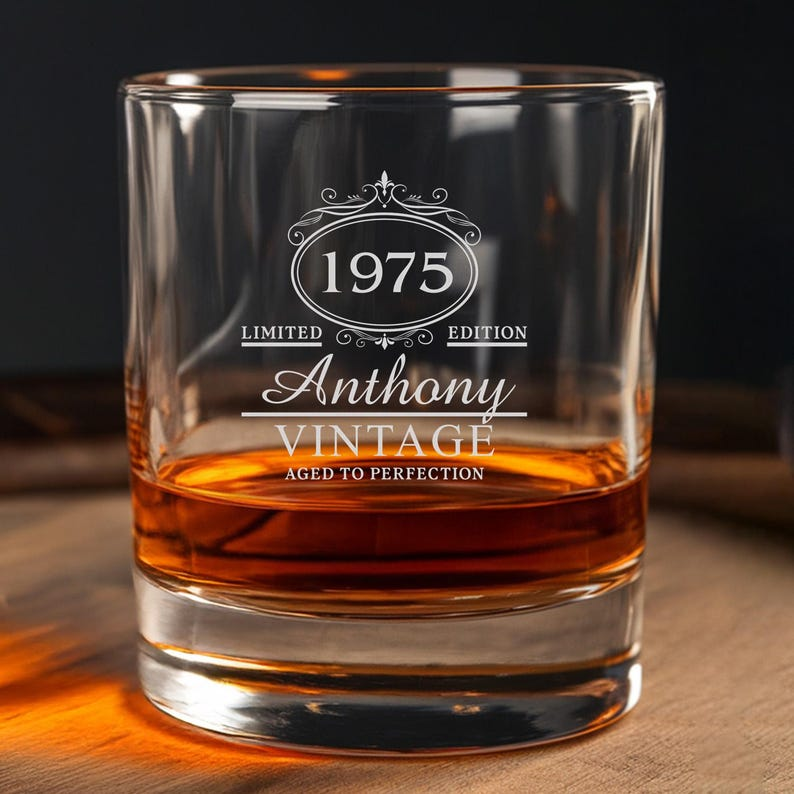 Custom Name And Year Decanter Set And Whiskey Glasses | Engraved Whiskey Decanter Set | Birthday Gift
