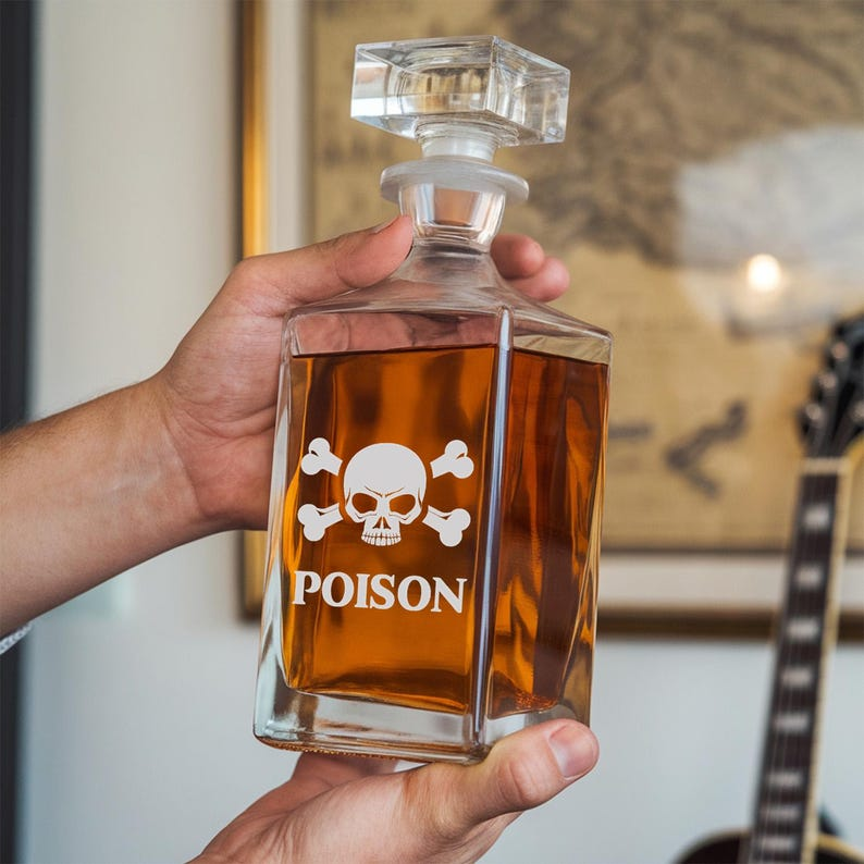 Funny Joke Poison Decanter Set And Whiskey Glasses | Engraved Whiskey Decanter Set | Friend Gift