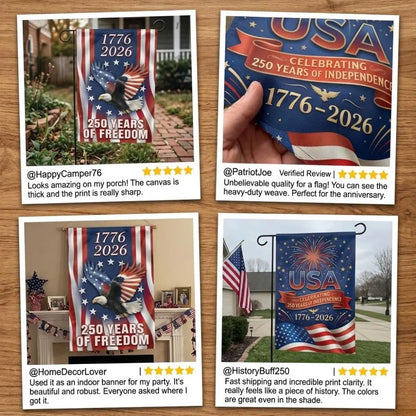 America 250th Semiquincentennial Garden Flag 1776-2026, Patriotic USA Flag, Independence Day 4th of July Outdoor Decor