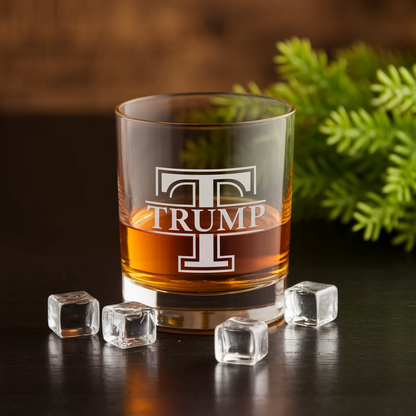 Trump Whiskey Glass | Patriotic Gift for Trump Supporters | Trump Engraved Whiskey Glass