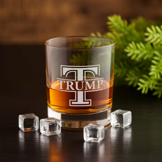 Trump Whiskey Glass | Patriotic Gift for Trump Supporters | Trump Engraved Whiskey Glass