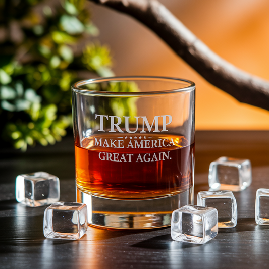 Trump Whiskey Glass | Trump Make America Great Again Engraved Whiskey Glass | Political Gift