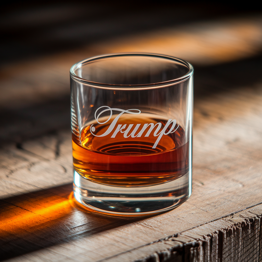 Trump Whiskey Glass | Patriotic Gift For Trump Supporters | Engraved Whiskey Glass