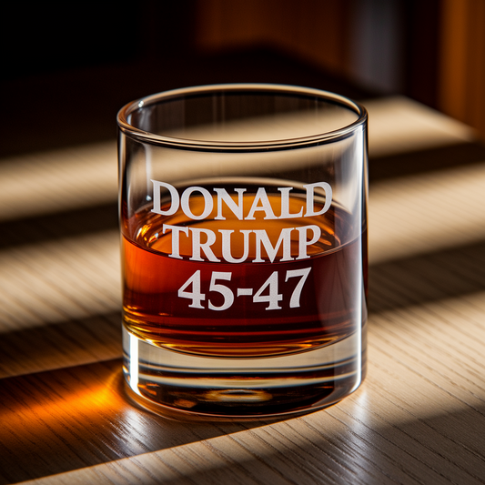 Donald Trump 45-47 Whiskey Glass | Patriotic Gift For Trump Supporters | Engraved Whiskey Glass