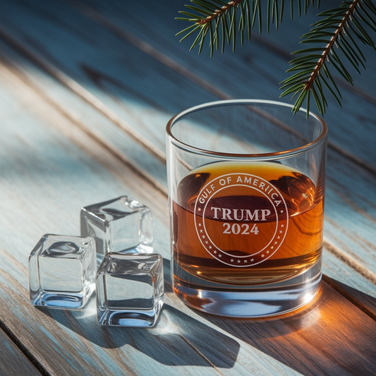 Gulf Of America Whiskey Glass | Patriotic Gift For Trump Supporters | Engraved Whiskey Glass