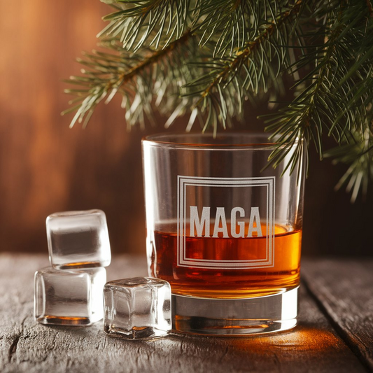 MAGA Whiskey Glass | Trump Engraved Whiskey Glass | Patriotic Gift