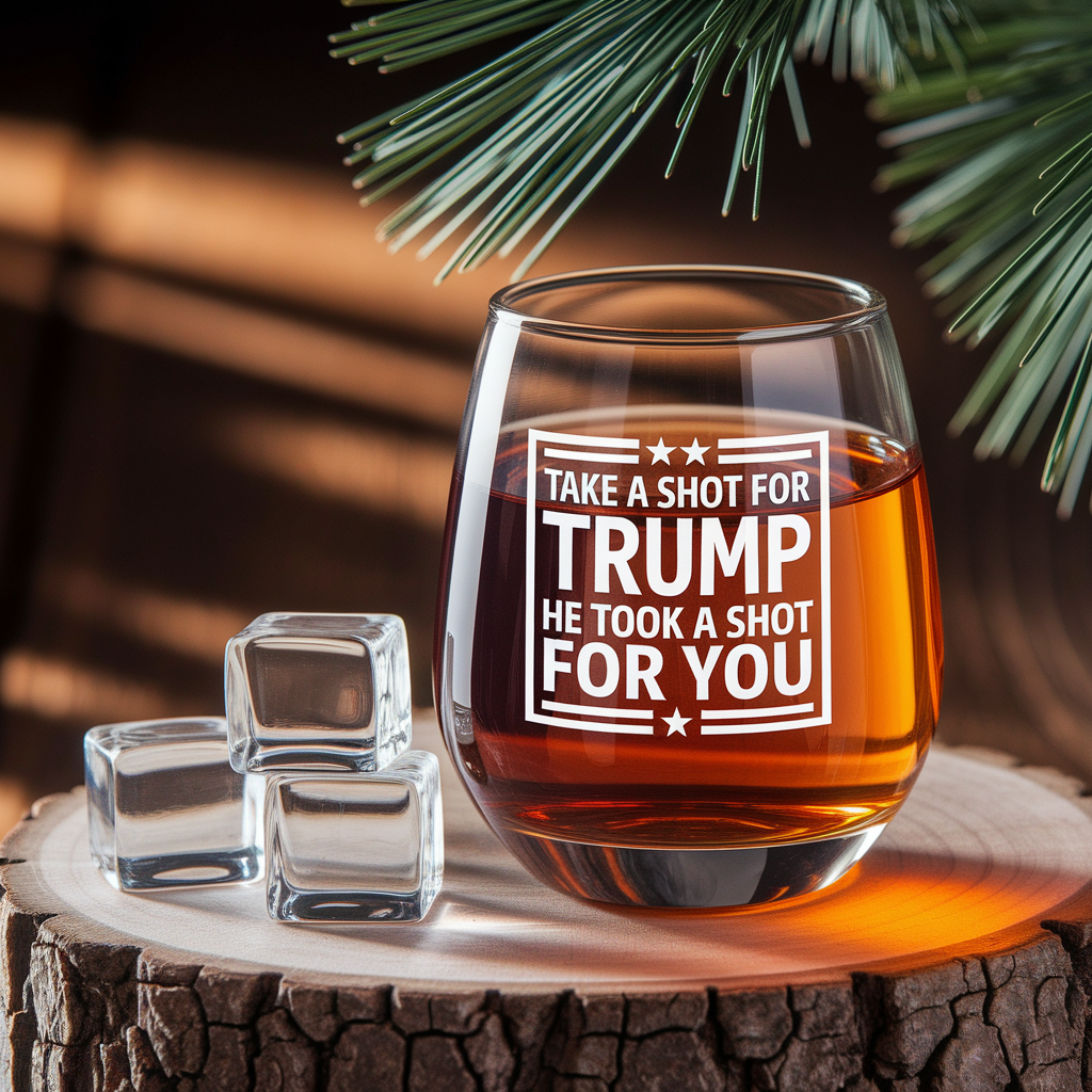 Take A Shot For Trump He Took A Shot For You Steamless Wine Glass | Trump 2024 Wine Glass | Engraved Wine Glass