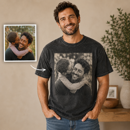 Custom Photo Dad I Love You Wash T-Shirt, Personalized Dad Gifts | Gift For Dad TOM99