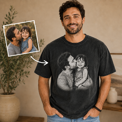 Custom Photo Dad And Daughter Wash T-Shirt, Personalized Dad Gifts | Gift For Dad TOM99