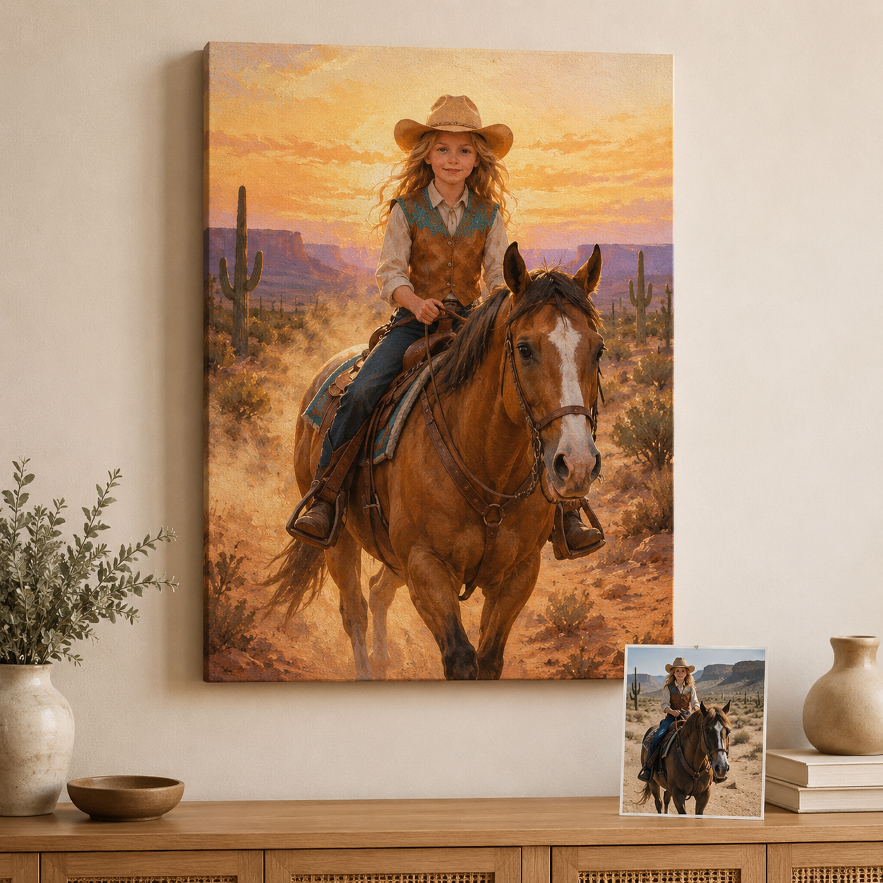 Custom Photo Horse Wall Art Canvas | Personalized Horse Photo Canvas | Gift For Horse Lovers TOM99