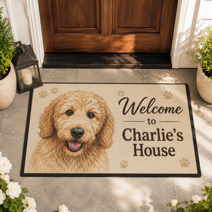 Custom Photo Welcome To Our House Dog Doormat | Photo Pet Doormat | Gift For Dog Lovers