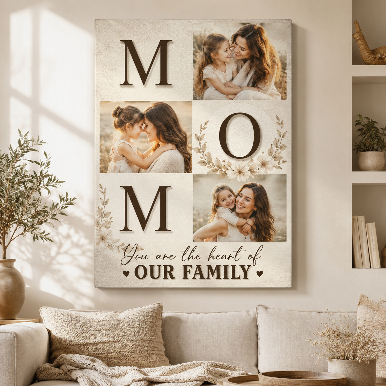 Custom Photo Mom's Family Canvas Wall Art - Custom Gift For Mom TOM99