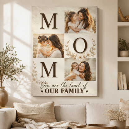 Custom Photo Mom's Family Canvas Wall Art - Custom Gift For Mom TOM99