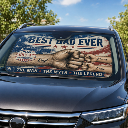 Personalized Punch Dad Car Windshield Sun Shade, Custom Car Sun Shade for Dad, Gift For Dad TOM99