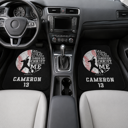 Personalized Dad Baseball Flannel Car Floor Mats, Custom Dad Floor Mats, Gift For Dad TOM99