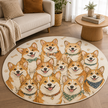 Custom Photo Cute Dog Round Carpet | Photo Pet Round Rug | Gift For Dog Lovers