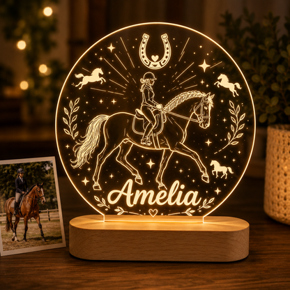 Custom Photo Horse Wooden Led Light | Personalized Horse Photo Wooden Led Light | Gift For Horse Lovers TOM99