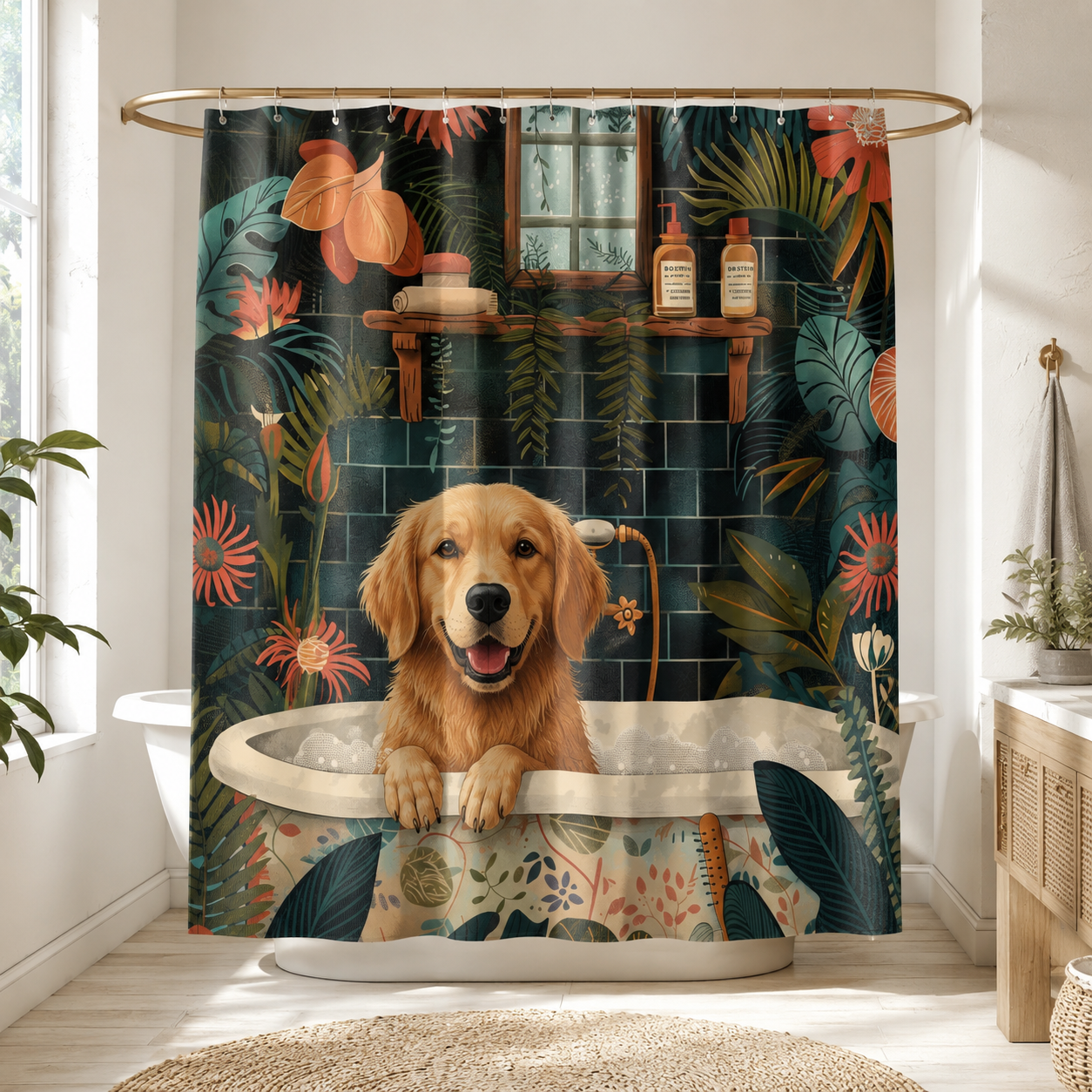 Custom Photo Dog Cowboy Shower Curtain | Gift For Dog Lovers