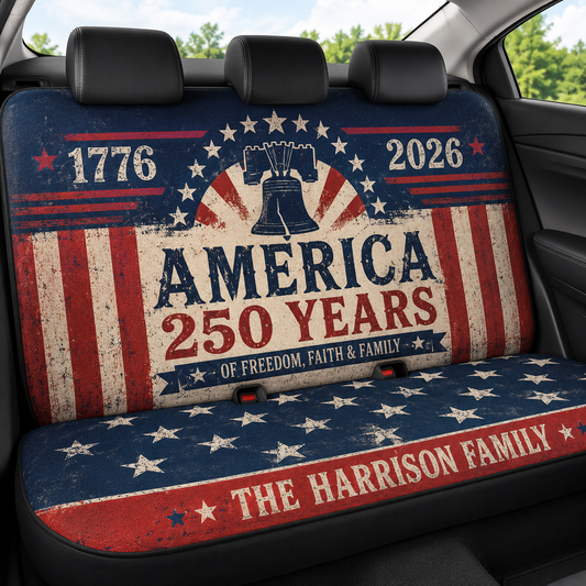 Personalized America Dad Car Rear Seat Cover, Custom Back Seat Protector For Dad, Gift For Dad TOM99
