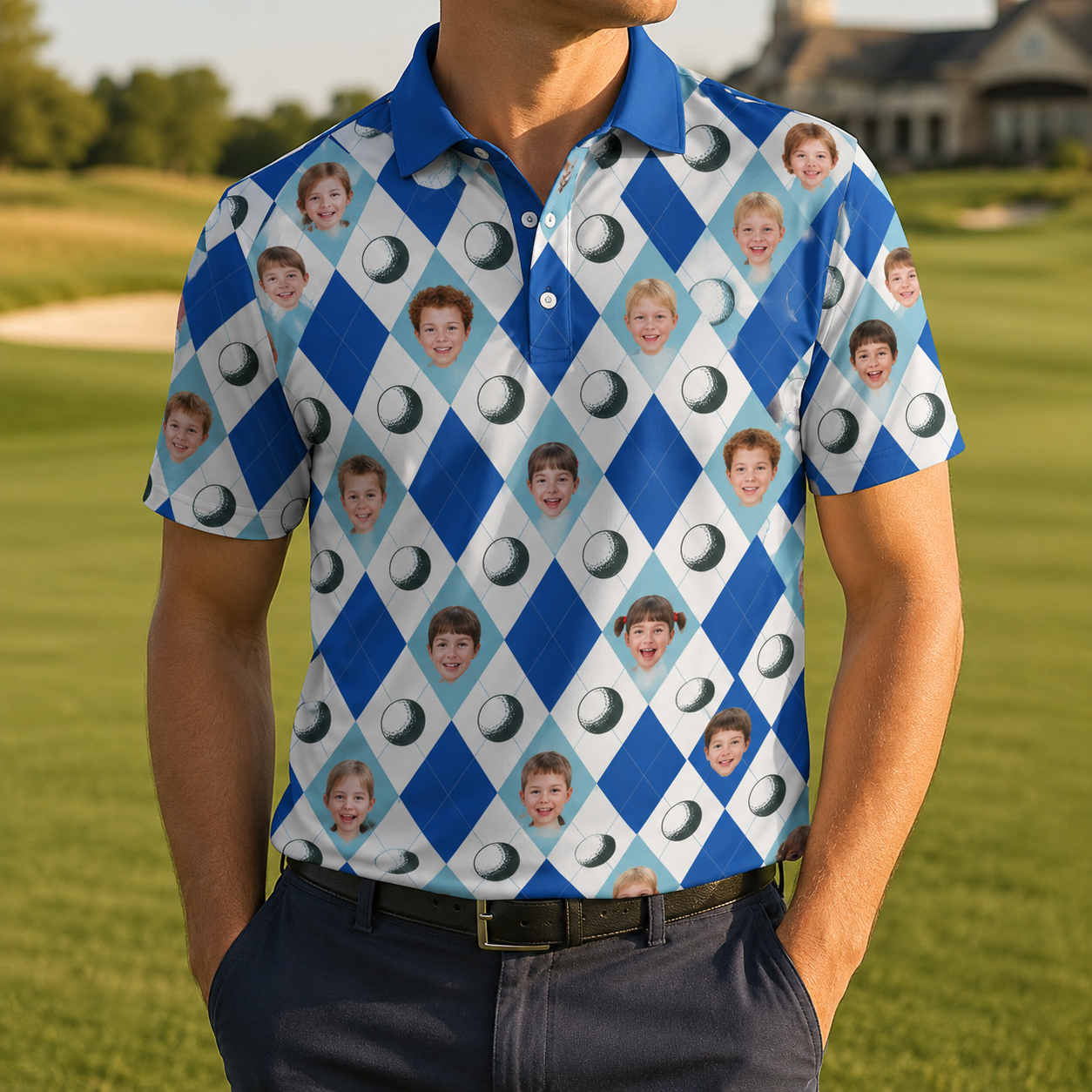 Custom Photo Dad Polo Shirt, Personalized Polo Shirt For Husband Dad Grandfather